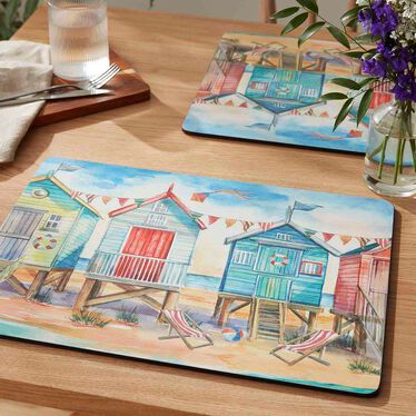 Beach Huts Set of 4 Large Placemats